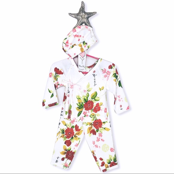 NWT 6 Mo Kimono Set w Hat in Tulle Gift Bag - Picture 14 of 16